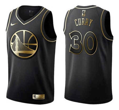 Jersey Nba Golden State Warriors Curry Black Gold 30 M