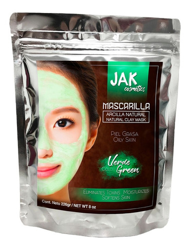 Mascarilla Facial De Arcilla Verde  100% Natural Tipo de piel Mixta y grasa