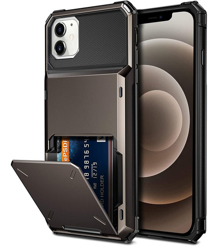 Funda Negra Con Tarjetero Para iPhone 12 Mini