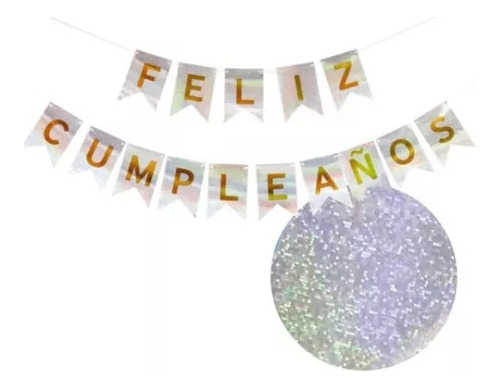 Banderin Feliz Cumpleaños C/glitter Letrero Banner 6 Colores