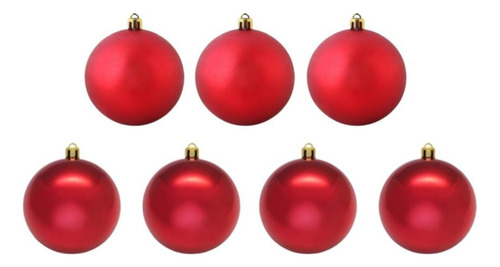 Bolinha De Natal 3cm Vermelha 7 Peças Decoração Enfeite