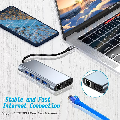 Adaptador Hub 4k 11 En 1 Usb-c Multipuertos 100mbps