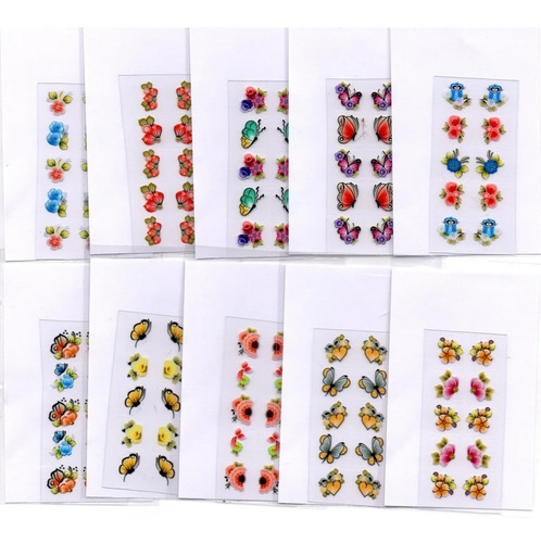 Kit 20 Cartelas Adesivos Unhas Decoradas Películas Artesanal