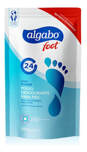 Pack 2 Talco Desodorante Para Pies 200 Gr Algabo