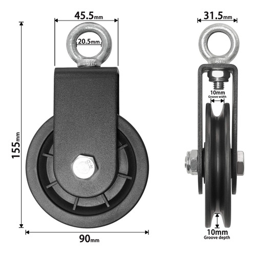 Rueda De Polea 90 Mm Para Máquinas De Cables De Gimnasio