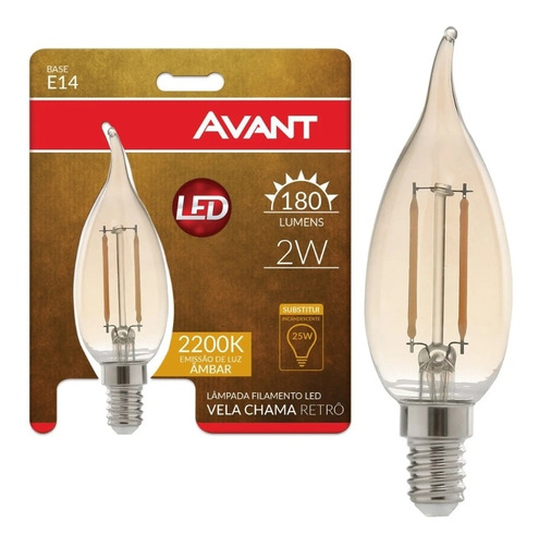 Lâmpada Led Retrô Vela Chama E14 2w Ambar 2200k Cor Da Luz Âmbar 110v