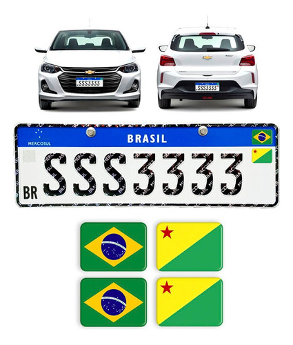 Adesivos Bandeiras Brasil E Acre Placa Nova Carro Resinados