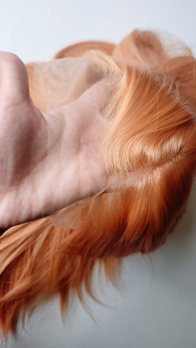 Orange-light / Salmón Hermosa Peluca Nueva Lace Front Larga Light Orange Salmón M