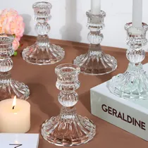 Comprar Darjen Juego De Portavelas De 4 Pulgadas De Alto, 12 Portavelas De Cristal Transparente Para Decoración De Bodas, Festivales, Fiestas Y Ventanas