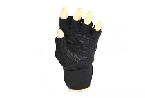 ContiMarket. guantes de cuero p/ levantar pesas negro/gris