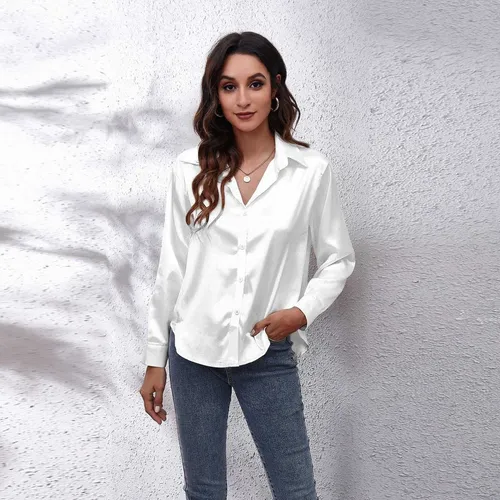 Camisa satinada blanca sale