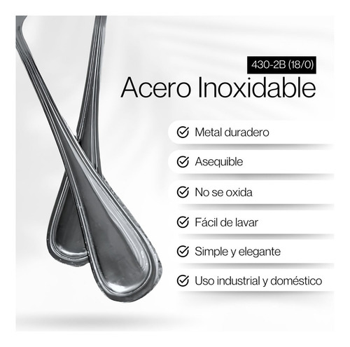 Cuchara Sopera Acero Inoxidable 12 Pzs Moven Barcelona Mango Plateado