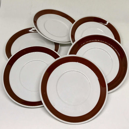 6 Platos De Café Porcelana Sueca Gefle - Vintage - 1970´s