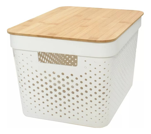 Caja Organizadora Xl Con Tapa De Madera Bambu Nordico