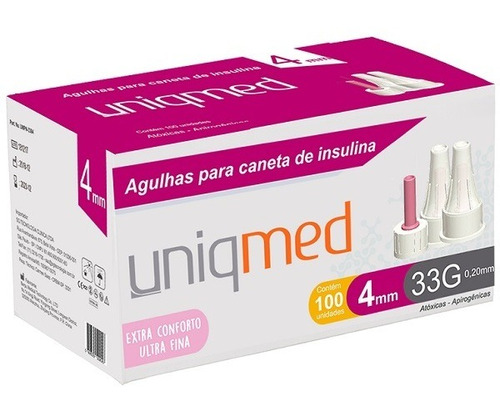 Agulha P/ Caneta De Insulina Extra Fina 4mm 33g C100 Uniqmed