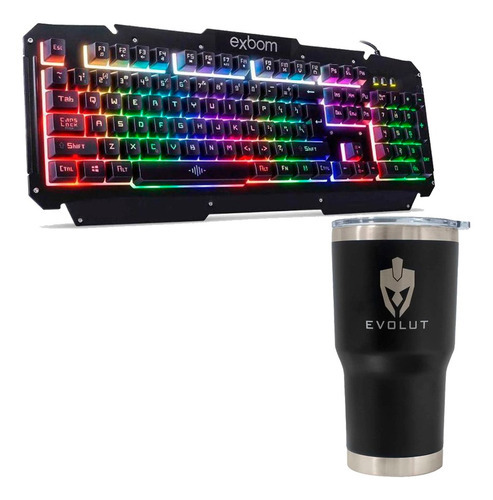 Kit Teclado Semi Mecânico Bk-g200 + Copo Térmico Inox 473ml