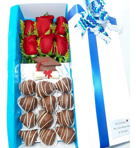 Arreglos Florales Caja Rosas+tarjeta+ Fresa Choc +dom Gratis