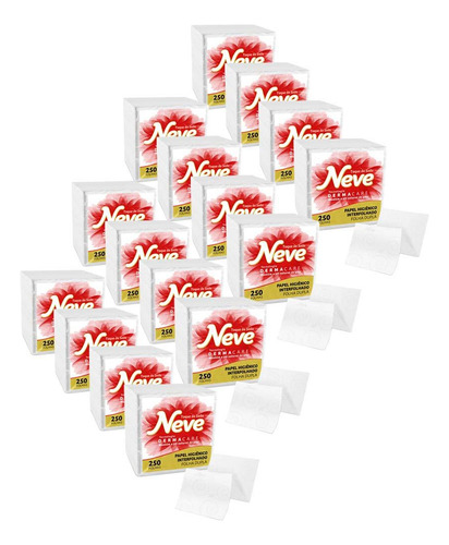 Kit 16 Papeis Hig Interfolhado Neve Folha Dupla 250 Folhas