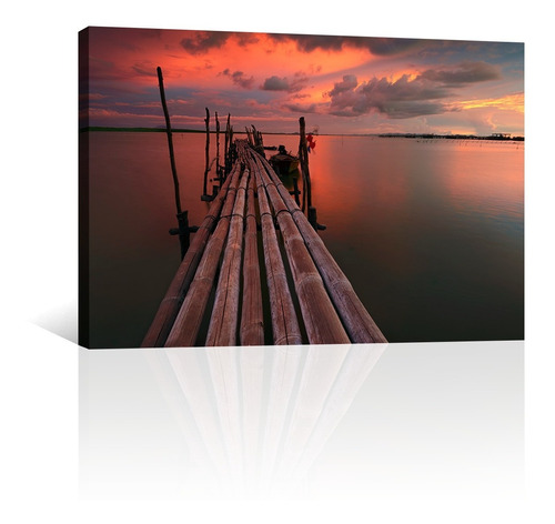 Cuadro Decorativo Naturaleza Canvas Playa Muelle Bamboo