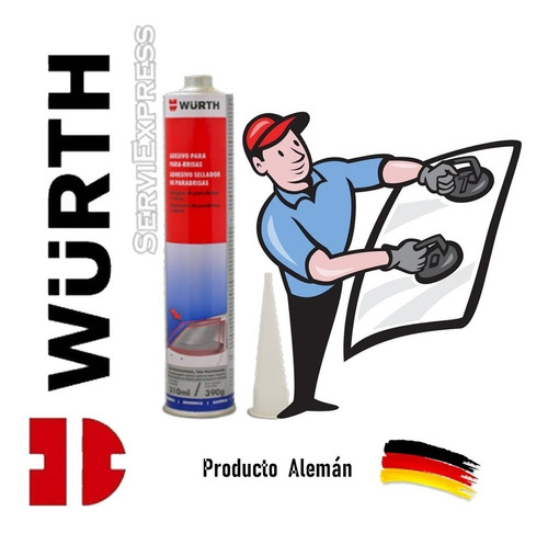 Adhesivo Sellador De Parabrisas Wurth 310ml Negro X 4un