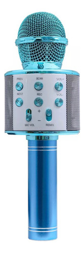 Microfone Karaokê Bluetooth Efeito Voz Modo Gravação Função Cor Azul