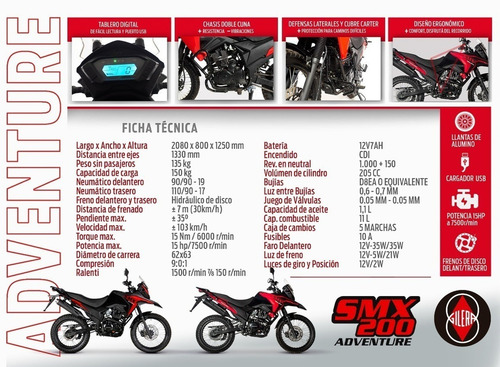 Imagen 15 de 22 de Gilera Smx 200 Adventure 0km 2023 Nuevo Modelo Moto Baires