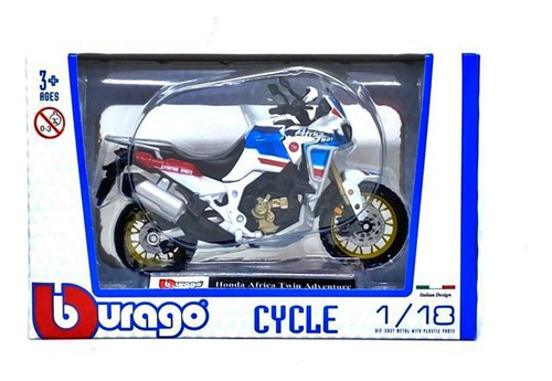 Miniatura Moto Honda Africa Twin Adventure 1:18 Burago Cor Branco