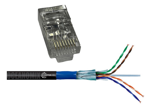 Cabo Lan 4x23 Cat6 F/utp Externo Blindado 30m + 4 Rj45