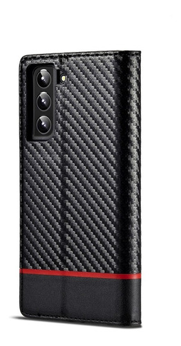 Samsung Galaxy   S22  Funda Tarjetero Cartera Fibra Carbono