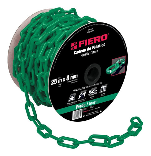 Cadena De Plástico De 8mm X 25m Verde Fiero 44184