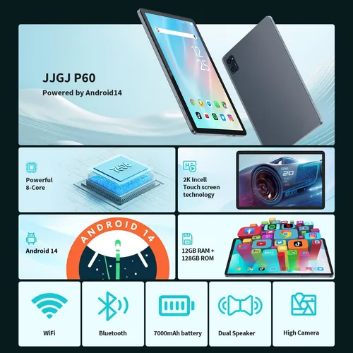 Tablet Jjgj Android 14 De 10 Pulgadas, 12 Gb De Ram, 128 Gb