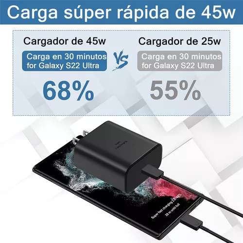 Cargador súper rápido tipo C, cargador de teléfono Samsung Android de 25 W  para Samsung Galaxy S24 S24+ S24 Ultra A54 5G A14 5G S23 Ultra S22 S21 S20