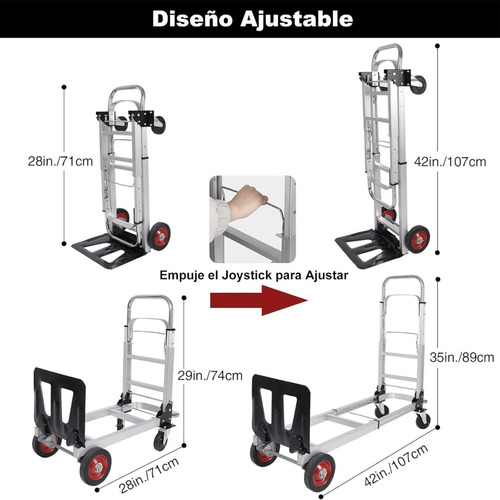 Carro Plegable Convertible 3 En 1 Con Capacidad 150kg