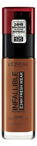 Base de maquillaje L'Oréal Paris Infallible Fresh Liquid Foundation tono 525 deep golden - 30mL