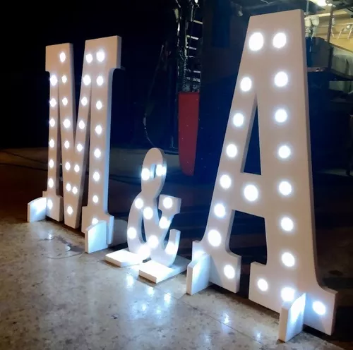 Letras Grandes Boda con bombillas led