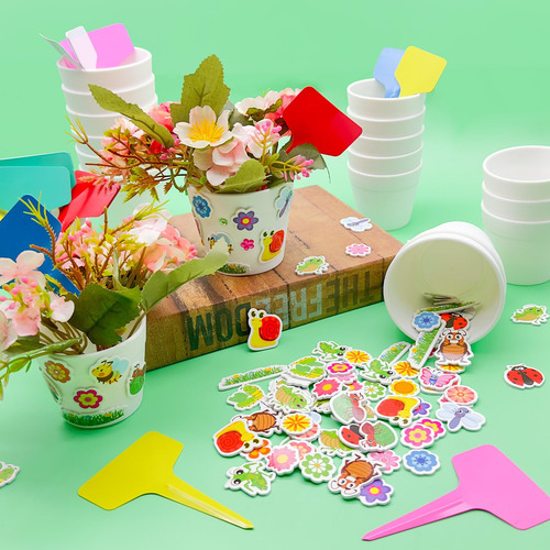 Kit De 30 Macetas Papel Jardín Con 216 Calcomanías Adhesivas