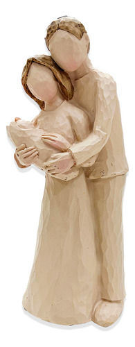 Casal C/ Bebê No Colo Resina 15x5 Estatua Decoração Anjinho