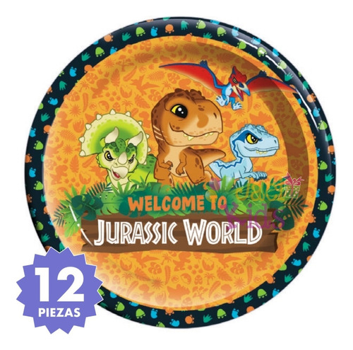 12 Platos Pasteleros Jurassic World Dinosaurios Jur0h2