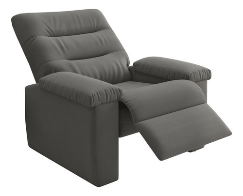 Poltrona Do Papai Reclinável Besthouse Onix Pop Veludo Cinza