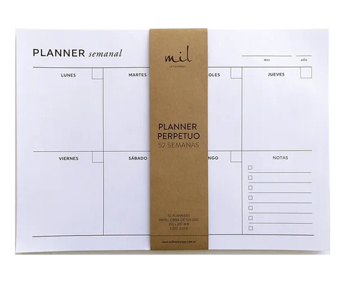 Planificador Semanal A4 Perpetuo Planner Punto Arte