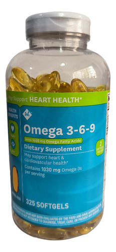 Omega 3, 6, 9. 325 Cápsulas Blandas. Members Mark Importado 