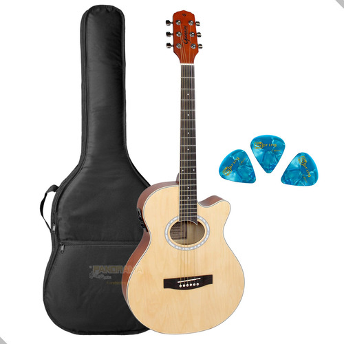 Violão Aço Eletrico Giannini Gsf1d Ns Satin + Capa E Palheta Cor Natural Satin Orientação Da Mão Destro