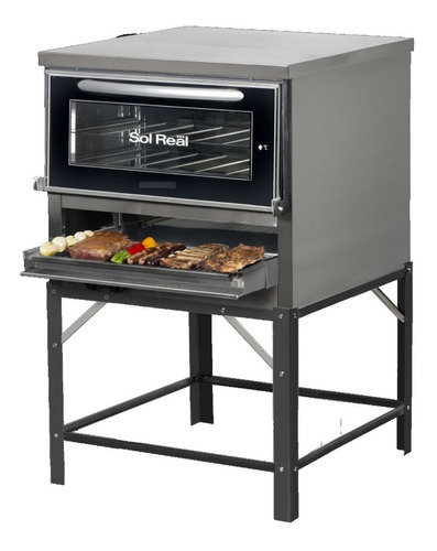 Horno Pizzero Con Parrilla Puerta Vidrio Sol Real 668v- Aj H