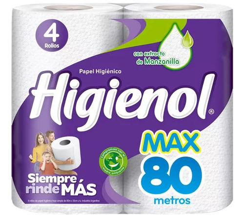 Bolsón Papel Higiénico Higienol Max Blanco 80 Mts (40rollos)