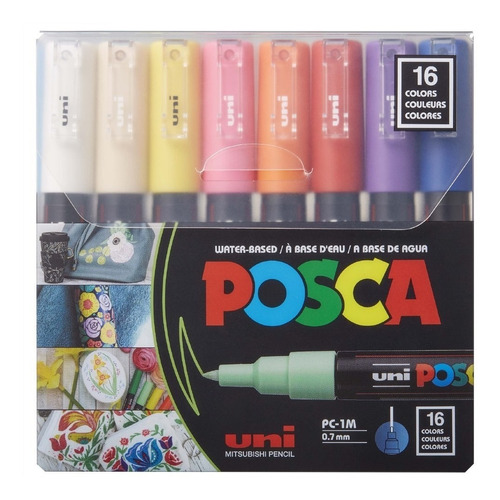 Posca Plumones Pc-1m 0.7 Mm Tonos Básicos 16 Piezas