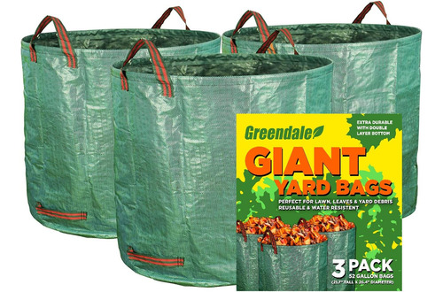 Paquete De 3 Bolsas Reutilizables De 52 Galones Para Patio Y