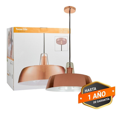 Lámpara Colgante Rosa Acero Cobre Comedor Tecnolite