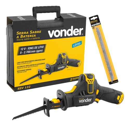 Serra Sabre Bateria 12v Ssv122 Vonder Com Lâmina Ossos Carne