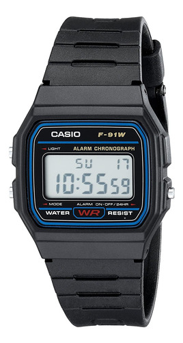 Reloj Deportivo Digital Casio F91w-1 Clásico Con Correa De R