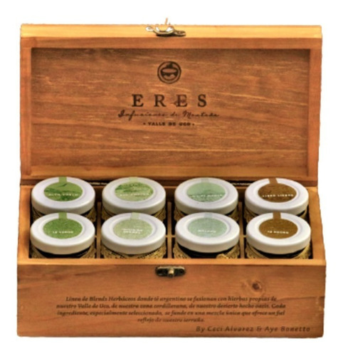 Caja Madera X8 Frascos Te Eres Infusiones Montaña Tea Caddy